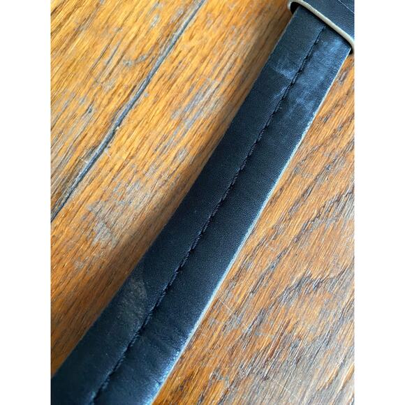 ANN TAYLOR Distressed Slim Black Leather Belt sz M (runs small) - Picture 6 of 11